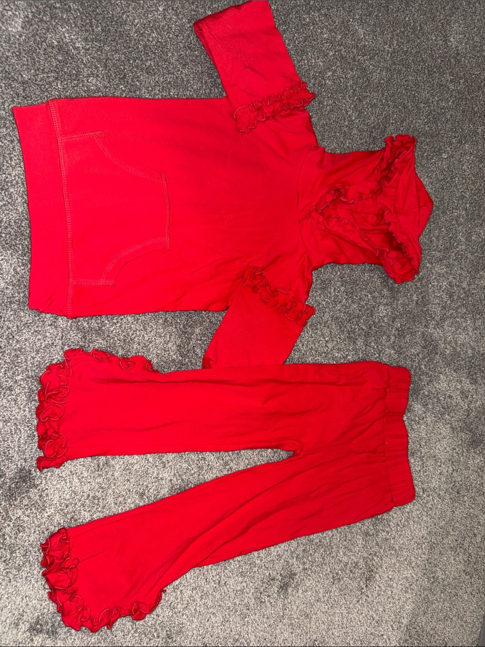 Girls 2T Bright Red Ruffle Hoodie Set
